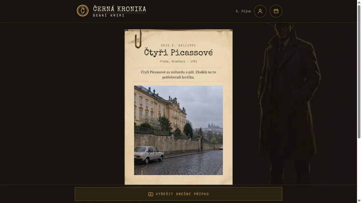 Denní případ a úvod detektivní hry / Daily case and detective-game overview